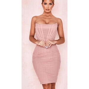 ROSEDRESS Chic Ruched Strapless Mini Corset Size L Party Cocktail Dress NWT #Z